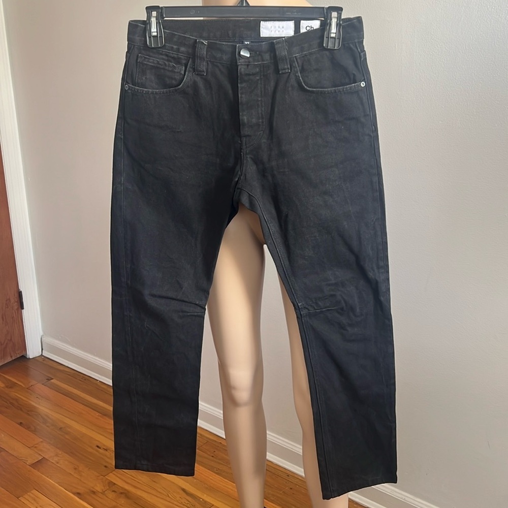 CHAPTER Jeans Darted 3D J Leg Straight Cut Denim Washed Black Size 32